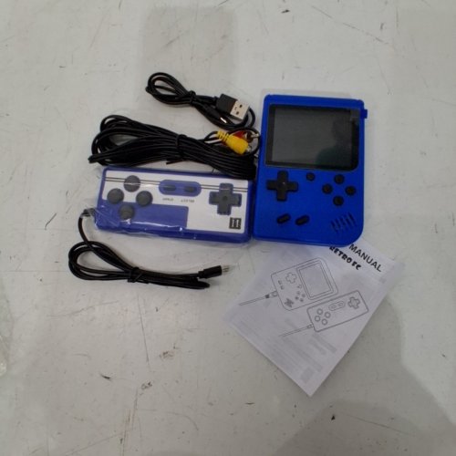GAME BOX PLUS HANDHELD RETRO GAME CONSOLE PRELOADED WITH 400+ RETRO GAMES WITH RECHARGEABLE BATTERY AND CONTROLLER - BLUE image 2