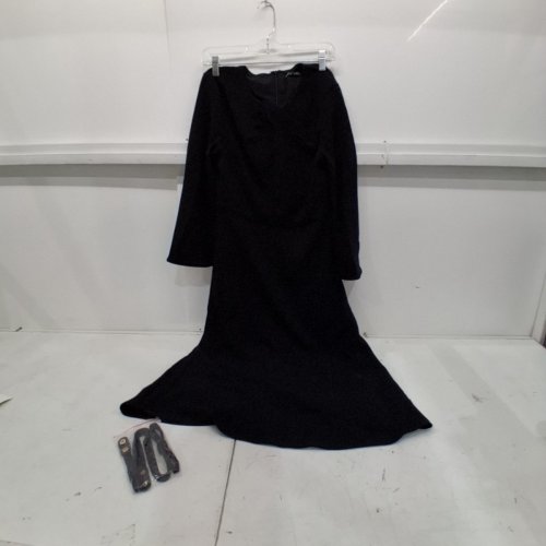 WOMEN'S MOTF PREMIUM FOLD PLEATED WAIST MID-LENGTH DRESS - MEDIUM - BLACK image 4