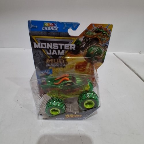 MONSTER JAM MUD BLASTERS COLOUR CHANIGING DIE CAST - 1: 64 - GREEN/ORANGE (MODEL: DRAGON) image 2