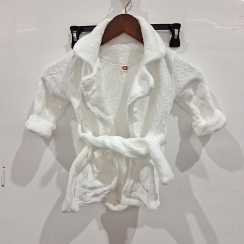 BABY'S SOFT BATHROBE WITH WAIST TIE - 90 - WHITE image 3