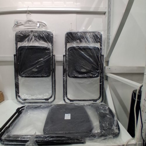 4PK PLASTIC FOLDING CHAIR WITH STEEL FRAME - 280LBS MAX - BLACK image 2