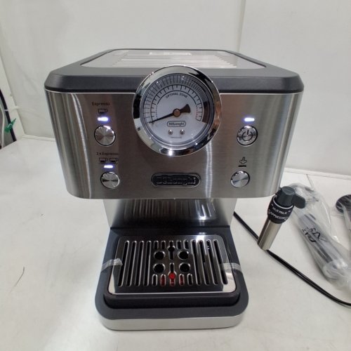 DELONGHI LINEA CLASSIC ESPRESSO MACHINE WITH MILK FROTHER - SILVER (MODEL: ‎EM450M) image 2