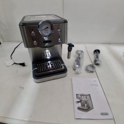 DELONGHI LINEA CLASSIC ESPRESSO MACHINE WITH MILK FROTHER - SILVER (MODEL: ‎EM450M) image 9