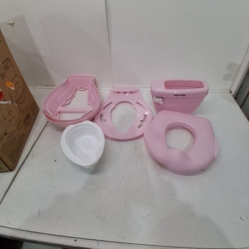 SUMMER BY INGENUITY "MY SIZE POTTY PRO" POTTY TRAINING TOILET WITH FLUSHING SOUNDS AND STORAGE - 50LBS MAX - PINK (MODEL: 17137) image 3