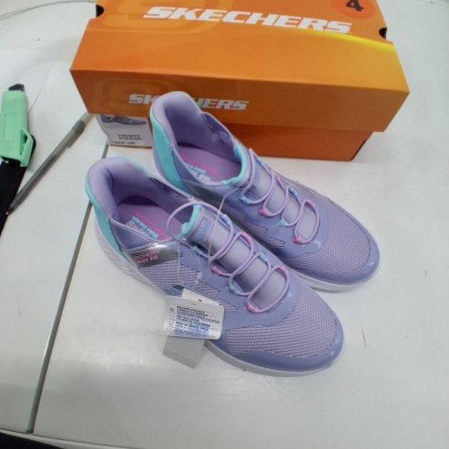 GIRL'S SKECHERS SNEAKERS - SIZE 4 - LAVENDER/TEAL/PINK/WHITE (STYLE: 2001659) image 2