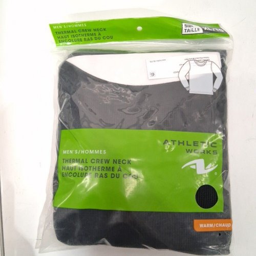 MEN'S ATHLETIC WORKS THERMAL CREW NECK LONG SLEEVE - EXTRA LARGE - BLACK image 2