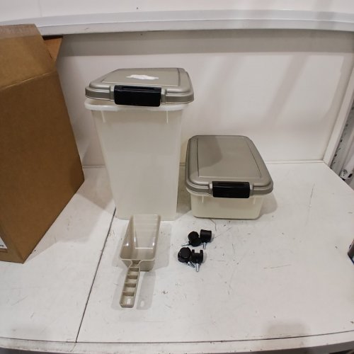 2PC IRIS AIRTIGHT PET FOOD STORAGE CONTAINER - 33QT & 12QT - GREY LID (MODEL: MP-8) image 2