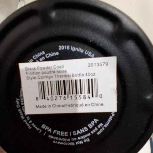 CONTIGO STAINLESS STEEL VACUUM INSULATED THERMAL BOTTLE - 40 OZ - BLACK (MODEL: 2013579) image 2