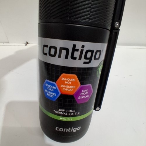 CONTIGO STAINLESS STEEL VACUUM INSULATED THERMAL BOTTLE - 40 OZ - BLACK (MODEL: 2013579) image 5