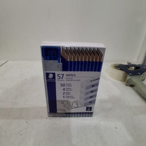 57PC STAEDTLER NORICA PENCIL SET WITH SHARPENER, ERASERS AND RULERS - 2HB - BLUE (MODEL: 2464444) image 2