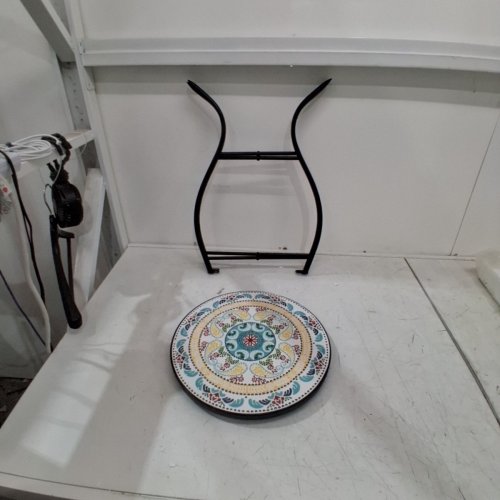 VONLUCE MOSAIC ROUND SIDE TABLE PLANT STAND - 14" - YELLOW / BLUE / GREEN / RED (MODEL: IDF) image 2