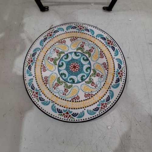 VONLUCE MOSAIC ROUND SIDE TABLE PLANT STAND - 14" - YELLOW / BLUE / GREEN / RED (MODEL: IDF) image 3