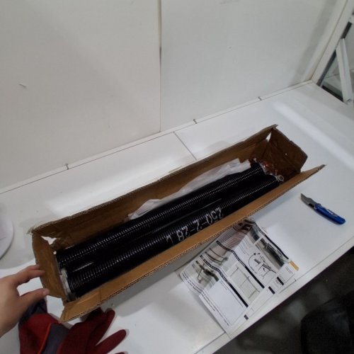 YINKCO LEFT/RIGHT SET OF ELECTROPHORESIS COATED GARAGE DOOR TENSION SPRINGS WITH WINDING BARS - .250 X 2" X 28" GOLD - BLACK - (MODEL: GD12321/GD12322) image 2