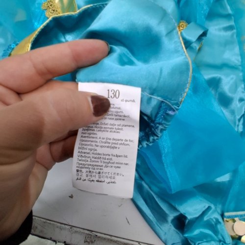 GIRL'S DISNEY PRINCESS JASMINE ALADDIN FANCY-DRESS COSTUME WITH ACCESSORIES - SIZE 130 - TURQUOISE image 3