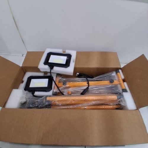 JC-LGL 2 HEAD LED WORK LIGHTS WITH STAND - 80W - 10000LM - YELLOW/BLACK image 3