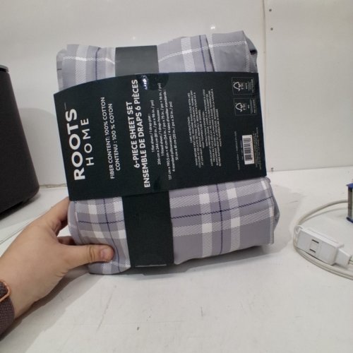 6PK ROOTS HOME COTTON SATEEN 300 THREAD COUNT SHEET SET -DOUBLE - GREY/WHITE (MODEL:1891901) image 4
