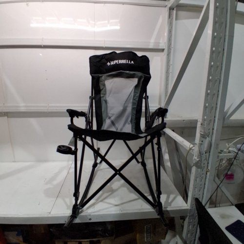SUPERRELLA OUTDOOR FOLDABLE CAMPING ROCKER CHAIR - 400LB CAP - BLACK/GREEN image 2