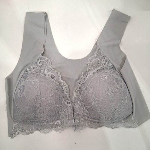 WOMEN'S FRONT CLASP LACE BRA - MEDIUM - GREY image 2