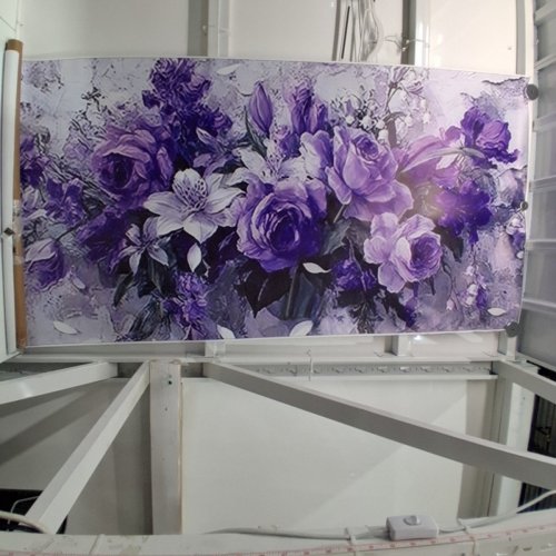 CANVAS FLORAL WALL HANGING ART - 31.5" X 62" - PURPLE/WHITE image 2
