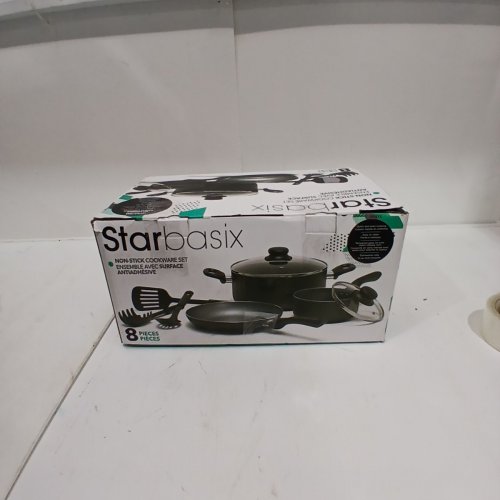 8PC STARBASIX NON-STICK COOKWARE SET WITH UNTENSILS - BLACK image 6