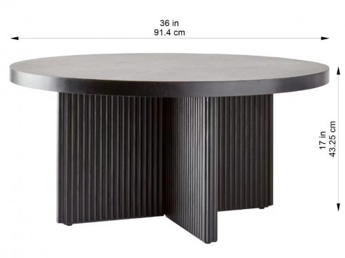BETTER HOMES & GARDENS LILLIAN COFFEE TABLE WITH FLUTED BASE - 36" X 17" - BLACK - (MODEL: 50632761) image 2