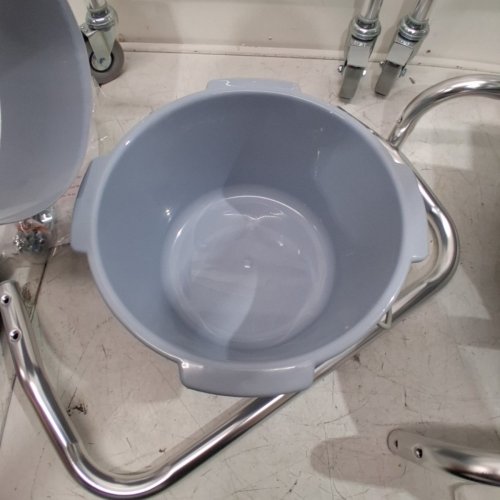 MEDLINE ELONGATED ALUMINUM BEDSIDE COMMODE WITH WHEELS - CAN BE USED AS RAISED TOILET SEAT - GREY (MODEL: G1-501LWX1) image 3