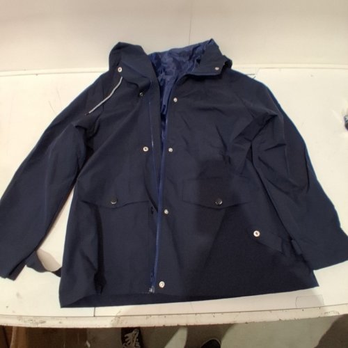 WOMEN'S LIGHTWEIGHT RAINCOAT WITH HOOD - LARGE - NAVY image 2
