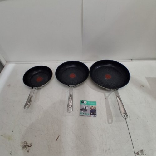 3PC JAMIE OLIVER BY TEFAL STAINLESS STEEL NON-STICK FRYING PAN SET WITH INDUCTION - 8", 9", 11" - BLACK (MODEL: E304S344) image 2