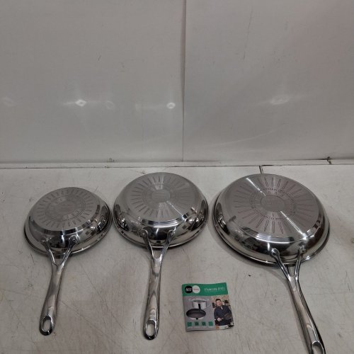 3PC JAMIE OLIVER BY TEFAL STAINLESS STEEL NON-STICK FRYING PAN SET WITH INDUCTION - 8", 9", 11" - BLACK (MODEL: E304S344) image 5