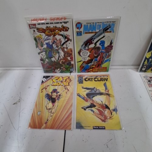 4 ASSTD ETERNITY, AIRCEL, TOPPS, AND MALIBU COMIC BOOKS - CAT CLAW #8, CAT AND MOUSE #17, MAN OF WAR #3, SATAN'S SIX #2OF4 - VARIOUS AUTHORS image 2