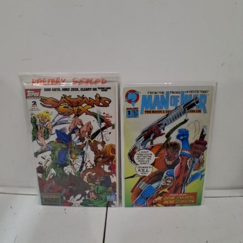 4 ASSTD ETERNITY, AIRCEL, TOPPS, AND MALIBU COMIC BOOKS - CAT CLAW #8, CAT AND MOUSE #17, MAN OF WAR #3, SATAN'S SIX #2OF4 - VARIOUS AUTHORS image 3