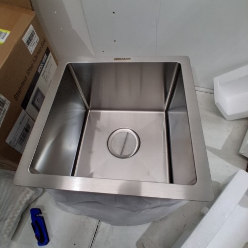 MENSARJOR DROP-IN / UNDERMOUNT 16 GAUGE STAINLESS STEEL KITCHEN SINK, 14" X 14" X 9" (MODEL: US1414R9-055R00O) image 2