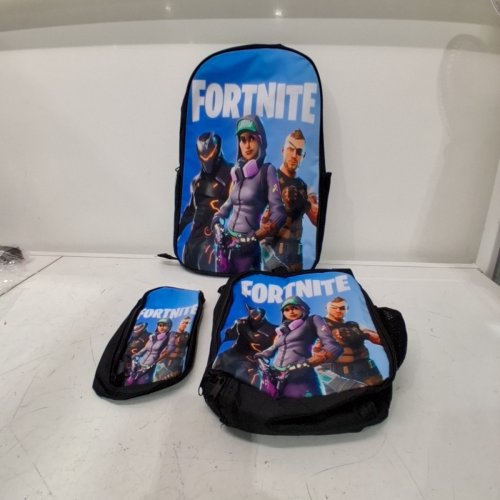 3PC FORTNITE STUDENT BACKPACK, LUCHBAG AND PENCIL CASE - BLUE/BLACK image 2