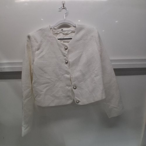 WOMENS SHORT TWEED BLAZER - MEDIUM - WHITE image 4