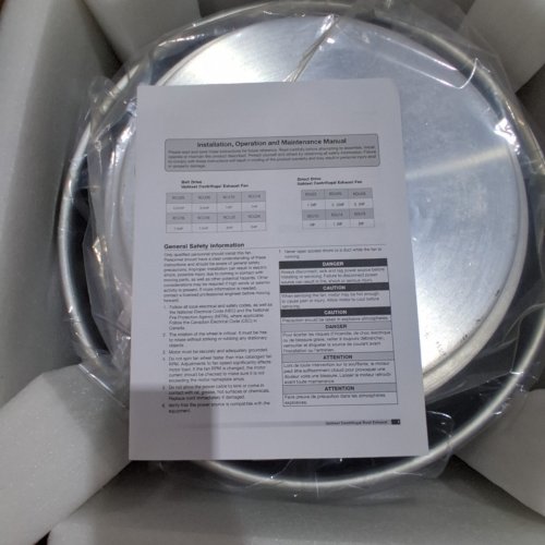 RESTAURANT CANOPY HOOD GREASE RATED EXHAUST FAN- HIGH-SPEED DIRECT DRIVE CENTRIFUGAL UPBLAST EXHAUST FAN 1/6 H/P 110V SINGLE PHASE MOTOR 800 CFM - SILVER image 4