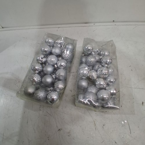 60PC HANGING CHRISTMAS BALLS HOLIDAY ORNAMENTS - 1.8" - SHINY/MATTE/GLITTER SILVER image 3