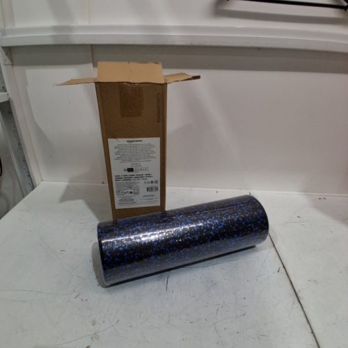AMAZON BASICS NECK AND BACK SUPPORT FOAM ROLLER - 18" - BLACK AND BLUE (MODEL B0D25JK13T) image 2