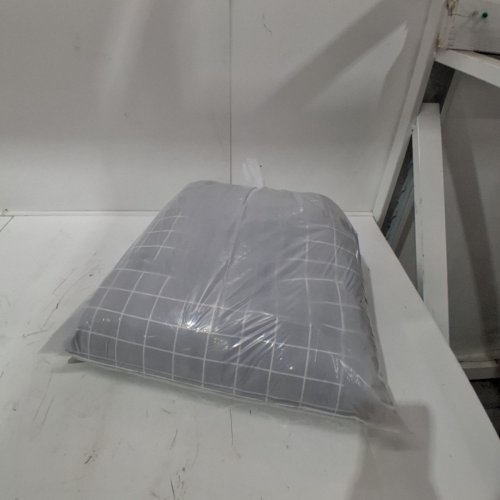 2PC CHECKERED CHAIR SEAT CUSHION WITH DETACHABLE BACK - 16" X 16" (16" X 32") - GREY/WHITE image 4