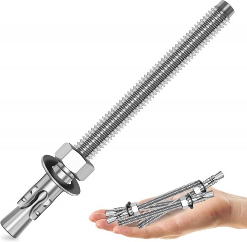 100PK WEDGE ANCHOR BOLTS - 4-1/2" - SILVER STAINLESS STEEL image 2