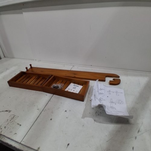 UTOPLIKE 2 TIER TEAK SHOWER CADDY WITH SHOWER HEAD HOOK - 11" 6" X 25.6" - NATURAL WOOD (MODEL: YMDGGJ) image 2