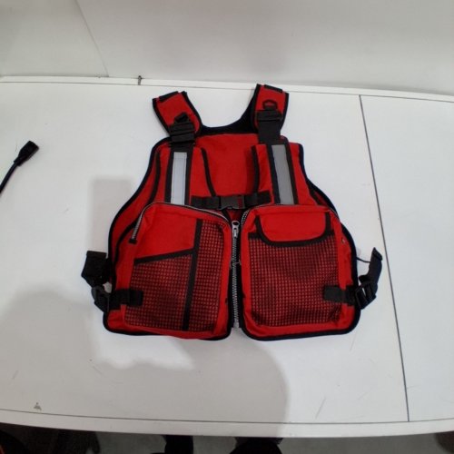 UNISEX ADULT ADJUSTABLE LIFE JACKET VEST WITH POCKETS - OSFM - RED image 2