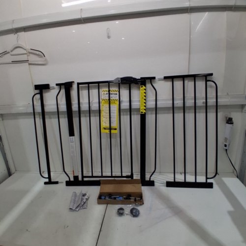 REGALO EASY STEP ADJUSTABLE EXTRA WIDE METAL SAFETY GATE, 30" X 29" - 49" - BLACK (MODEL: 1164EBDS) image 2