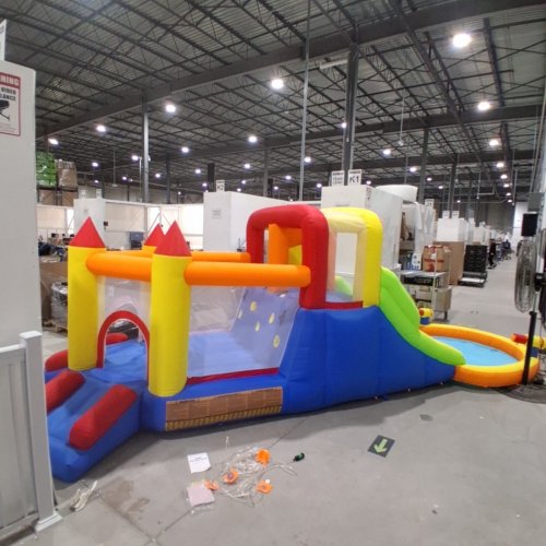 UMBALIR INFLATABLE BOUNCE HOUSE WITH 4 SLIDES & LARGE SPLASH POOL, BLOWER INCLUDED - 20.5FT X 6.5FT - MULTICOLOR (MODEL:KT-SMCB-FJ) image 3