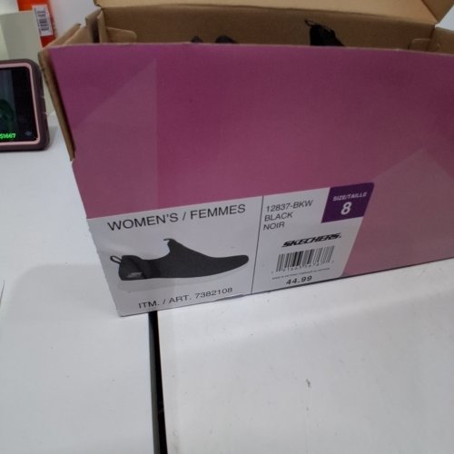 WOMEN'S SKECHERS MEMORY FOAM SLIP-ON SHOES - SIZE 8 - BLACK (MODEL: 12837-BKW) image 2