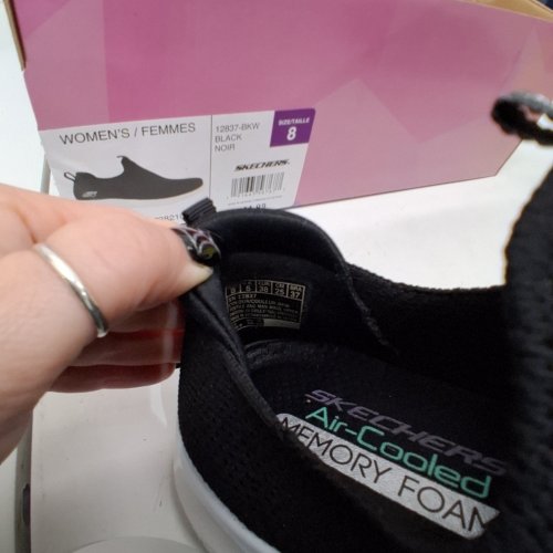 WOMEN'S SKECHERS MEMORY FOAM SLIP-ON SHOES - SIZE 8 - BLACK (MODEL: 12837-BKW) image 4