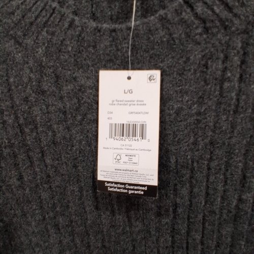 WOMENS GEORGE SWEATER DRESS - LARGE - DARK GRAY (STYLE: GRF54047LDM) image 3