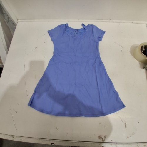 GIRLS' SHORT SLEEVE DRESS - EXTRA SMALL (4-5) - BLUE image 2