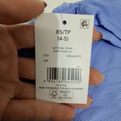GIRLS' SHORT SLEEVE DRESS - EXTRA SMALL (4-5) - BLUE image 3