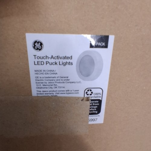 4PK GENERAL ELECTRIC BATTERY POWERED TOUCH-ACTIVATED LED PUCK LIGHTS - 20 LM - WHITE image 5