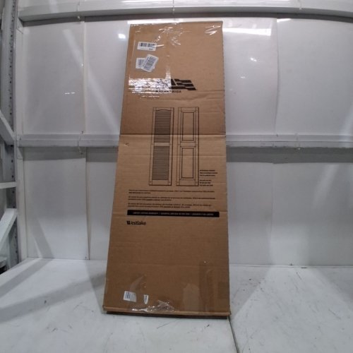 2PC MID AMERICA VINYL STANDARD SIZE CATHEDRAL TOP CENTER MULLION OPEN LOUVER SHUTTER - 14 1/2" X 43" - WHITE (MODEL: ‎00011443001) image 3